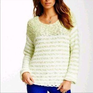Free People Green & White Striped Sweater - Size Small